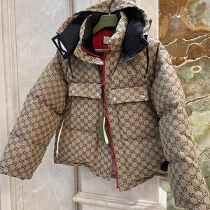 Gucci Beige and Red Puffer Jacket